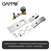 Смеситель для раковины Gappo G07 G1007-2 Хром-8