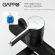 Смеситель для ванны Gappo G03-6 G2203-6 универсальный Черный матовый Хром-3