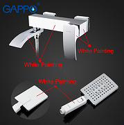 Смеситель для ванны Gappo G07 G3207-8 Белый Хром-1