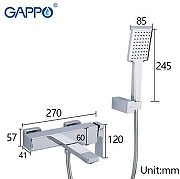 Смеситель для ванны Gappo G18 G3218 Хром-10