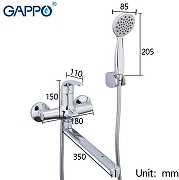 Смеситель для ванны Gappo G35 G2235 универсальный Хром-11