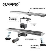 Душевой лоток Gappo G85007-3 с решеткой Нержавеющая сталь-4