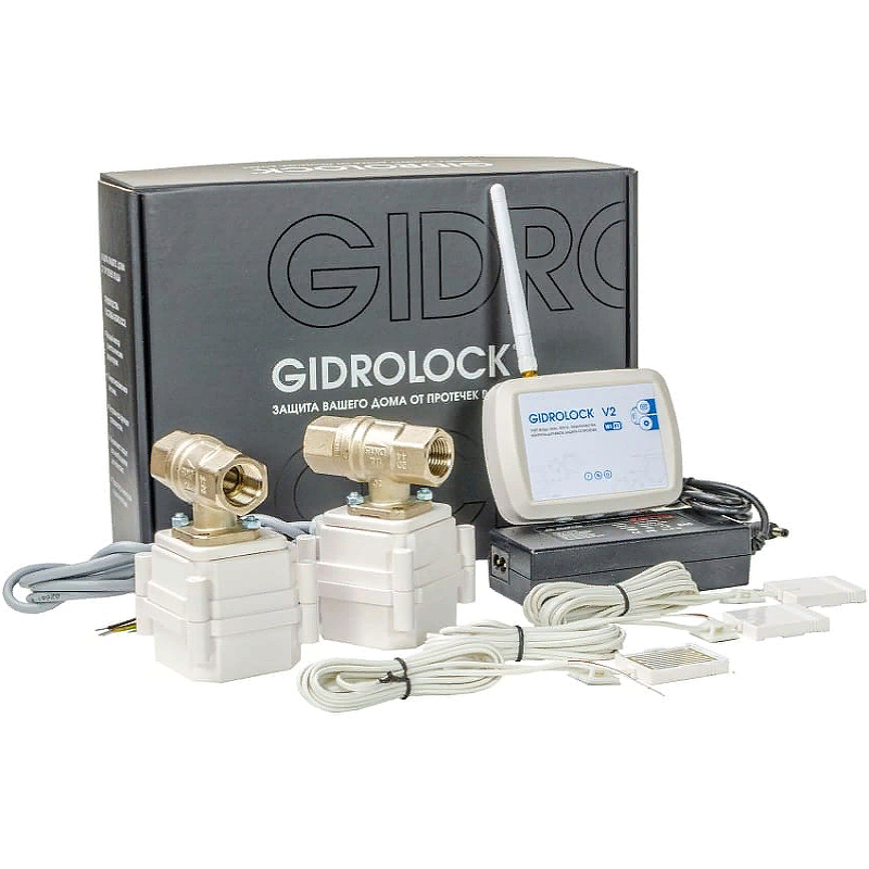 Комплект защиты от протечки воды Gidrolock Wi-Fi Bonomi 1/2 36201031 с двумя кранами система защиты от протечек gidrolock wi fi bonomi 3 4
