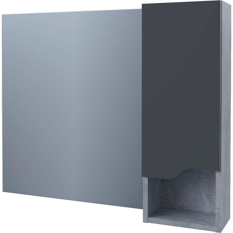 Зеркало со шкафом Stella Polar Абигель 80 SP-00001106 Серое Цемент зеркало со шкафом stella polar фиора 80 sp 00000210 белое