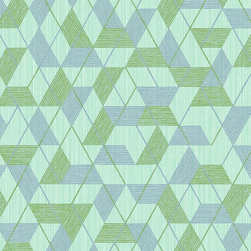 Обои Yasham Touch Of Fashion 8508-5 Винил на флизелине (1,06*10,05) Зеленый/Голубой, Геометрия