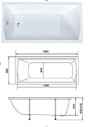 Акриловая ванна Marka One Modern 190х80 01мод1980 без гидромассажа-3