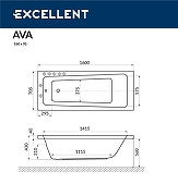 Акриловая ванна Excellent Ava 160x70 WAEX.AVA16.NANO.CR с гидромассажем-8