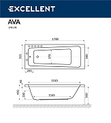 Акриловая ванна Excellent Ava 170x70 WAEX.AVA17.NANO.CR с гидромассажем-8