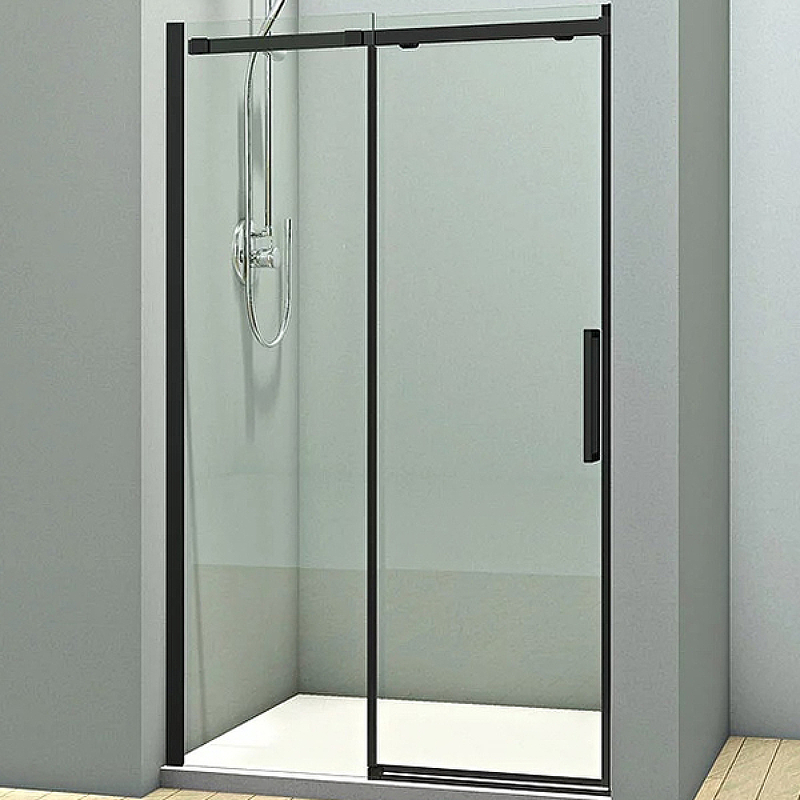 Душевая дверь Veconi Vianno VN-70 120 VN70-120-01-19C4 профиль Черный матовый стекло прозрачное цена и фото