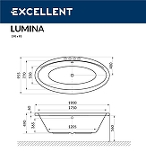 Акриловая ванна Excellent Lumina 190x95 WAEX.LUM19.LINE.CR с гидромассажем-6