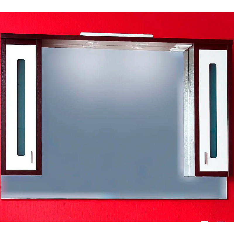 Зеркало со шкафом Бриклаер Бали 120 4627125411809 с подсветкой Венге Белое глянцевое подвесной шкаф бриклаер бали 60 4627125411977 венге белый глянцевый