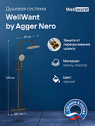 Душевая система WellWant by Agger Nero WWDS0W4428125B с термостатом Черная-1