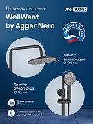 Душевая система WellWant by Agger Nero WWDS0W4428125B с термостатом Черная-2