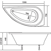 Акриловая ванна 1MarKa Piccolo 150x75 L 01пк1770л без гидромассажа-3
