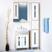 Зеркало со шкафом Бриклаер Бали 62 L 4627125411991 с подсветкой Светлая лиственница Белое глянцевое-3