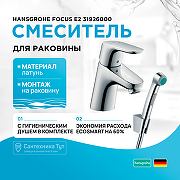 Смеситель для раковины Hansgrohe Focus E2 31926000 с гигиеническим душем Хром