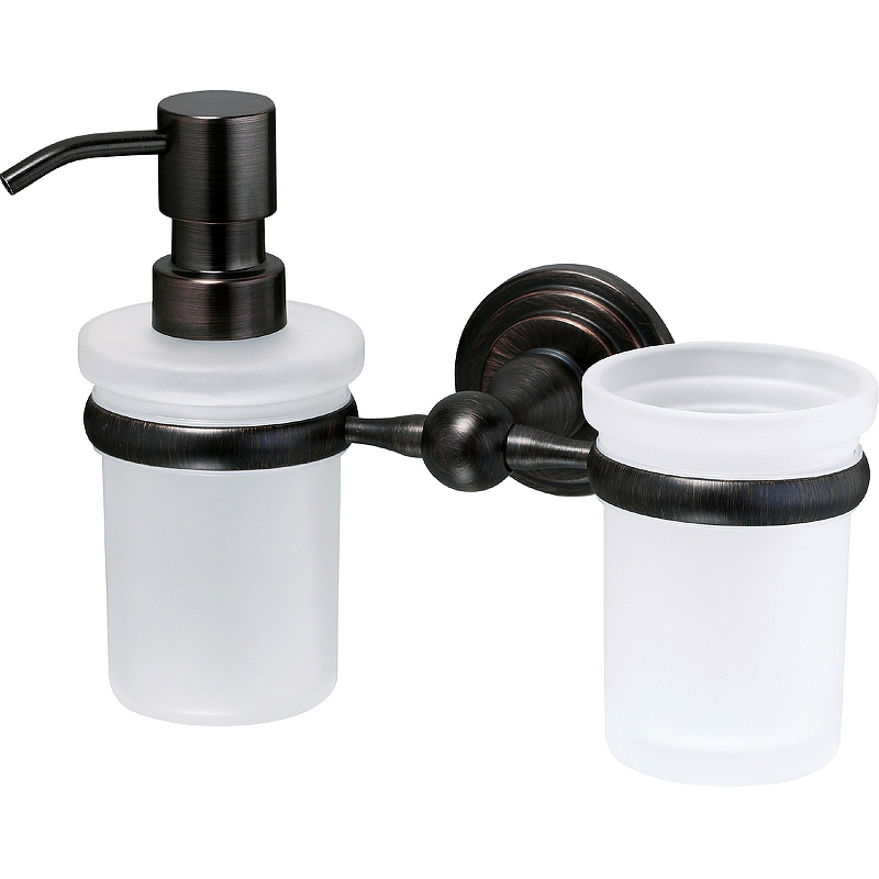 Дозатор для жидкого мыла WasserKRAFT Isar K-7389 со стаканом для зубных щеток Темная бронза