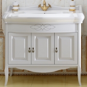 Комплект мебели для ванной Opadiris Лоренцо 100 Белый матовый со светильником Рустика Бронза-1