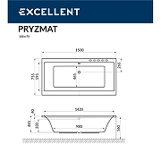 Акриловая ванна Excellent Pryzmat 150x75 WAEX.PRY15.LINE.GL с гидромассажем-6