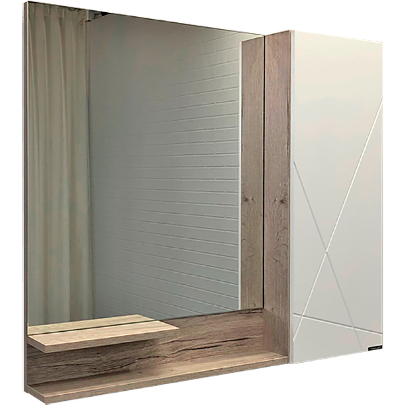 Зеркало со шкафом Comforty Мерано 90 00-00008508 Дуб дымчатый цена и фото