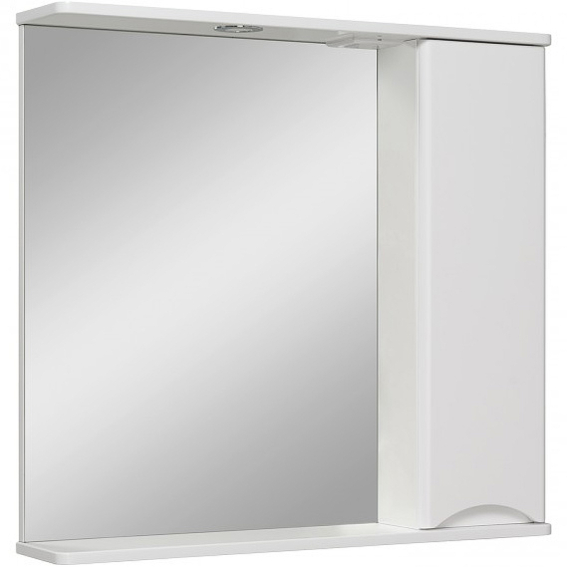 Зеркало со шкафом Runo Афина 80 R 00-00001172 с подсветкой Белое зеркало со шкафом runo неаполь 75 r 00 00001031 с подсветкой белое