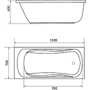 Акриловая ванна Creto Classio 150х70 10-15070 без гидромассажа-2