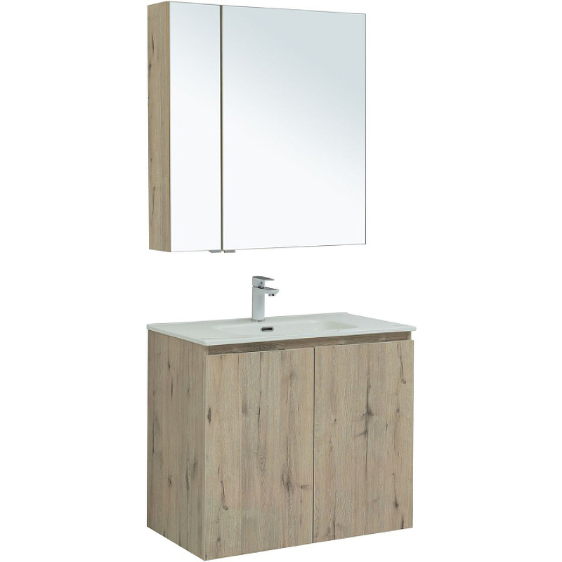 Комплект мебели для ванной Aquanet Алвита New 80 274214 подвесной Дуб веллингтон белый цена и фото