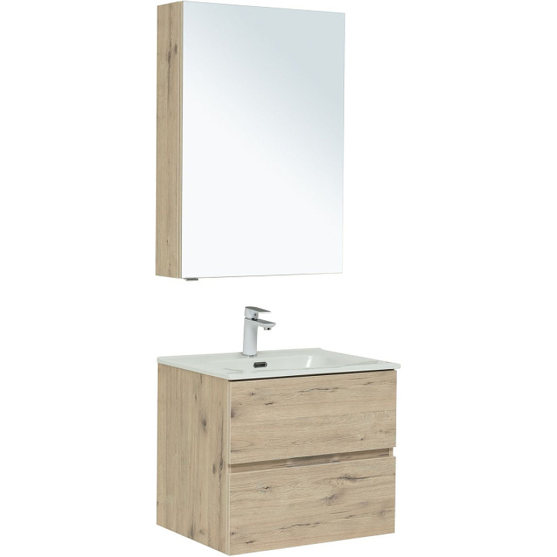 Комплект мебели для ванной Aquanet Алвита New 60 274209 подвесной Дуб веллингтон белый цена и фото