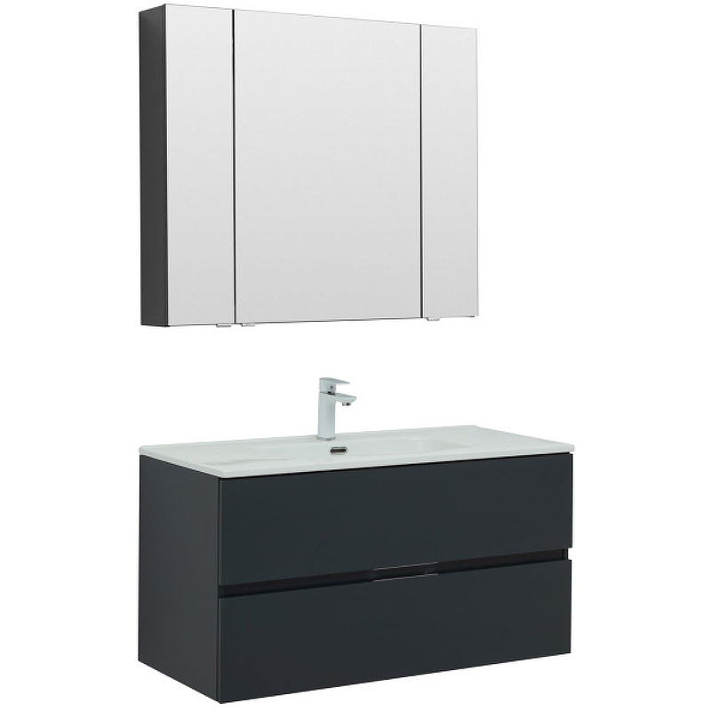 Комплект мебели для ванной Aquanet Алвита New 100 274201 подвесной Антрацит цена и фото