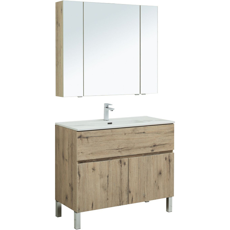 Комплект мебели для ванной Aquanet Алвита New 100 274115 Дуб веллингтон белый цена и фото