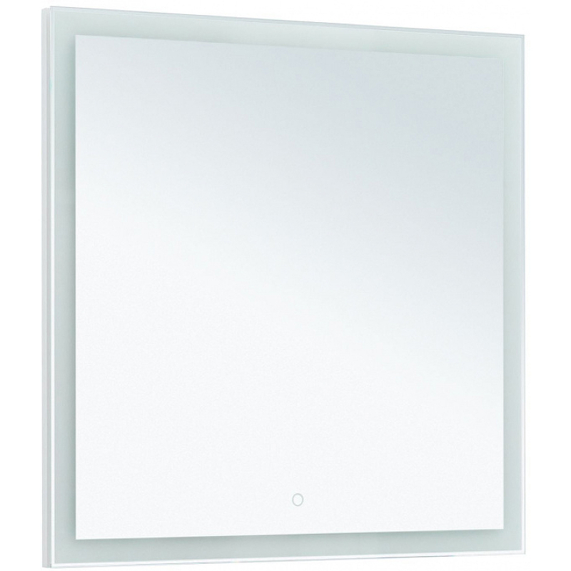 цена Зеркало Aquanet Гласс 80 274016 с подсветкой Белый глянец с сенсорным выключателем