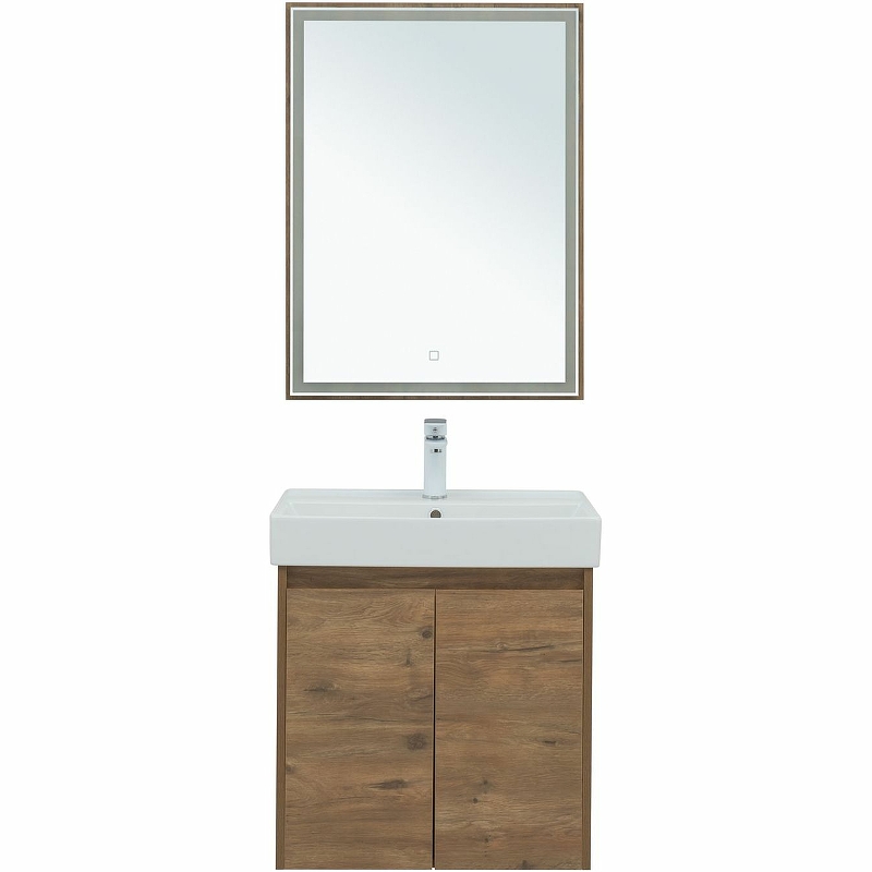 Комплект мебели для ванной Aquanet Nova Lite 60 302534 подвесной Дуб рустикальный зеркало aquanet nova lite 60 249510 с подсветкой дуб рустикальный