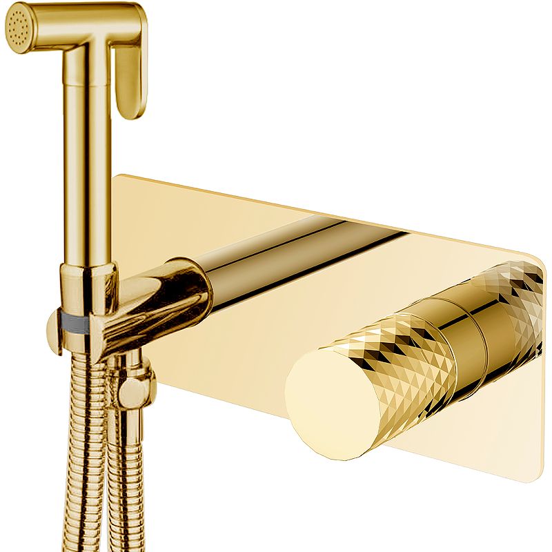 Гигиенический душ со смесителем Boheme Stick 127-GG Золото гигиенический душ со смесителем boheme stick 127 bcr 2 черный матовый хром