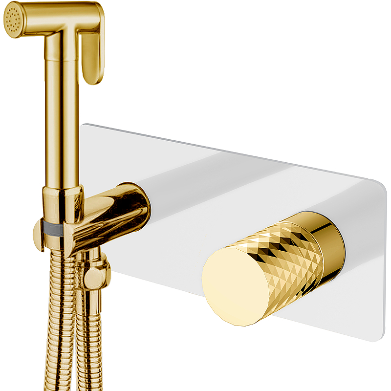 Гигиенический душ со смесителем Boheme Stick 127-WG Белый Золото гигиенический душ со смесителем boheme stick 127 bcr 2 черный матовый хром
