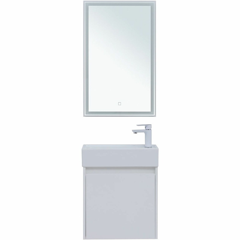 Комплект мебели для ванной Aquanet Nova Lite 50 302531 подвесной Белый глянец зеркало aquanet nova lite 50 274679 с подсветкой с сенсорным выключателем