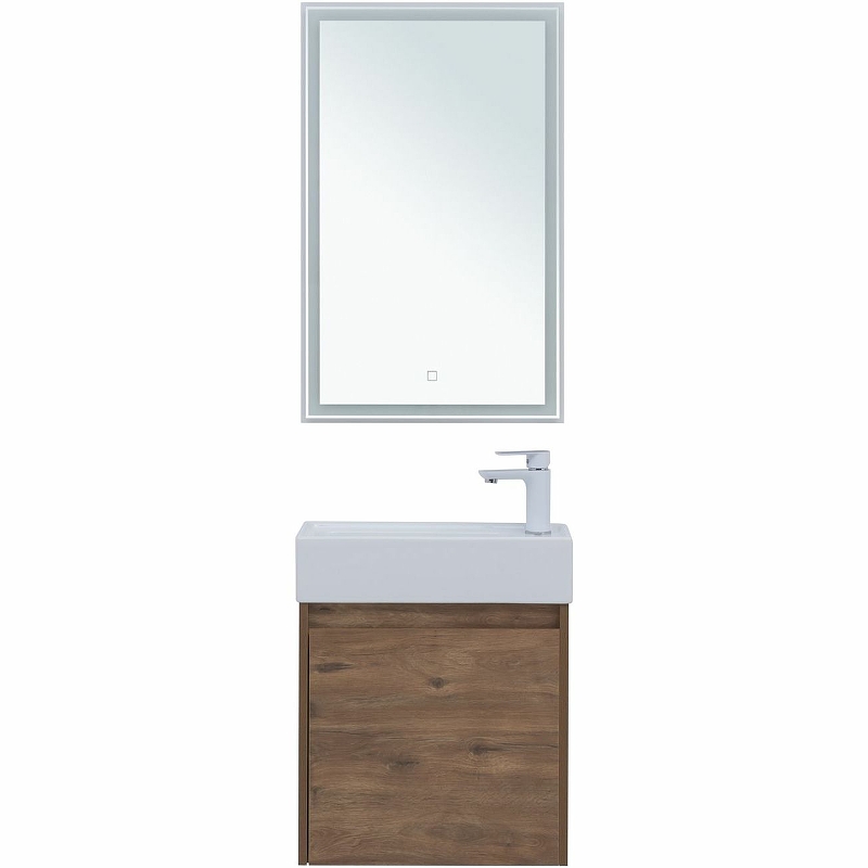Комплект мебели для ванной Aquanet Nova Lite 50 302530 подвесной Дуб рустикальный зеркало aquanet nova lite 50 274679 с подсветкой с сенсорным выключателем