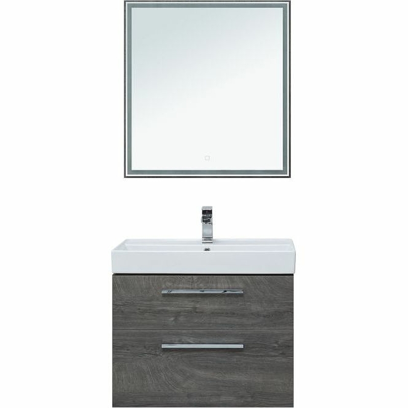 Комплект мебели для ванной Aquanet Nova 75 243251 подвесной Дуб рошелье зеркало aquanet nova lite 100 242623 с подсветкой дуб рошелье