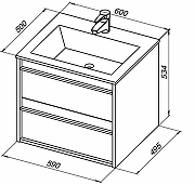 Комплект мебели для ванной Aquanet Lino 60 271952 подвесной Дуб Веллингтон-9
