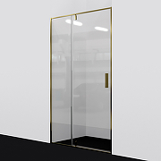 Душевая дверь WasserKRAFT Aisch 90 55P04 профиль Матовое золото стекло прозрачное-1