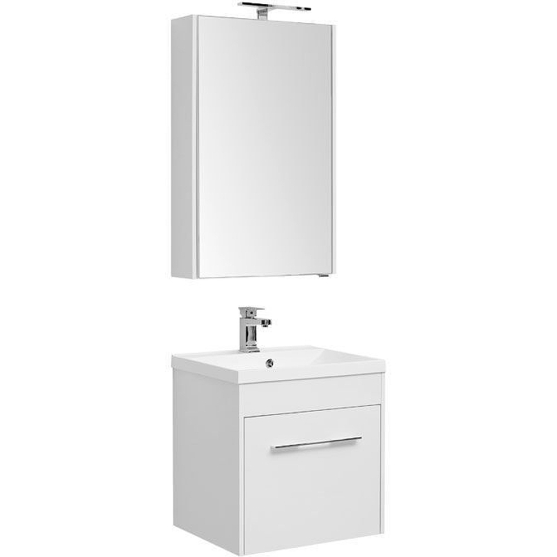 Комплект мебели для ванной Aquanet Августа 58 287681 подвесной Белый набор мебели для ванной mixline лима 65 белый зеркальный шкаф правый тумба раковина