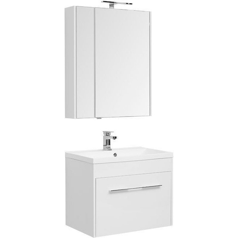 Комплект мебели для ванной Aquanet Августа 75 287682 подвесной Белый зеркальный шкаф aquanet августа 90 210013 белый