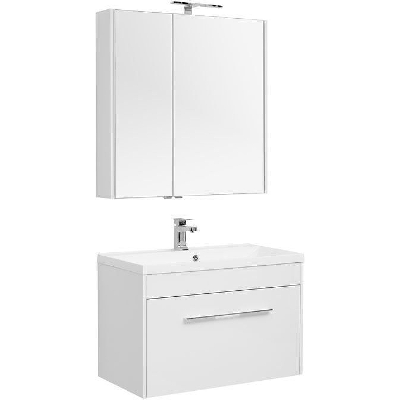 Комплект мебели для ванной Aquanet Августа 90 287685 подвесной Белый зеркальный шкаф aquanet августа 90 210013 белый