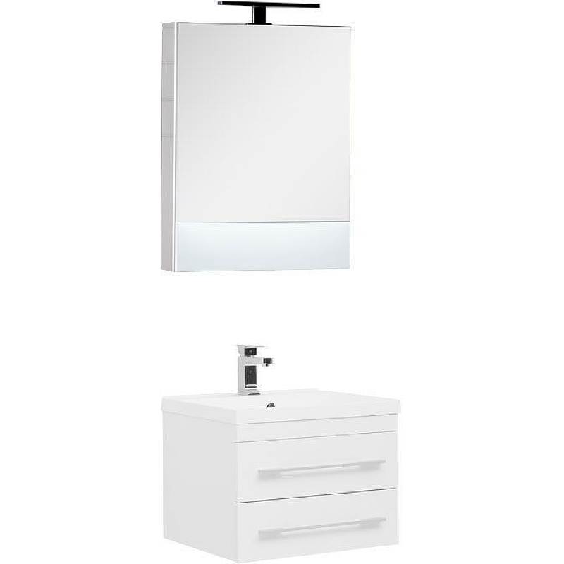 Комплект мебели для ванной Aquanet Нота 58 287700 подвесной Белый зеркальный шкаф aquanet нота 90 165371 белый