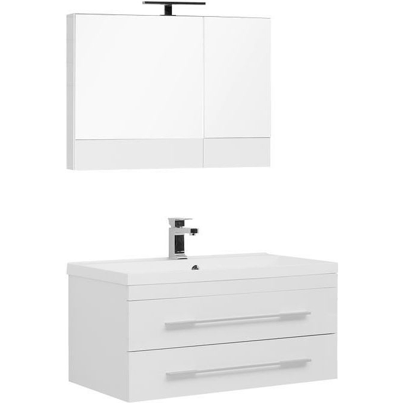 Комплект мебели для ванной Aquanet Нота 90 287702 подвесной Белый тумба под раковину aquanet нота 90 171492 подвесная белая