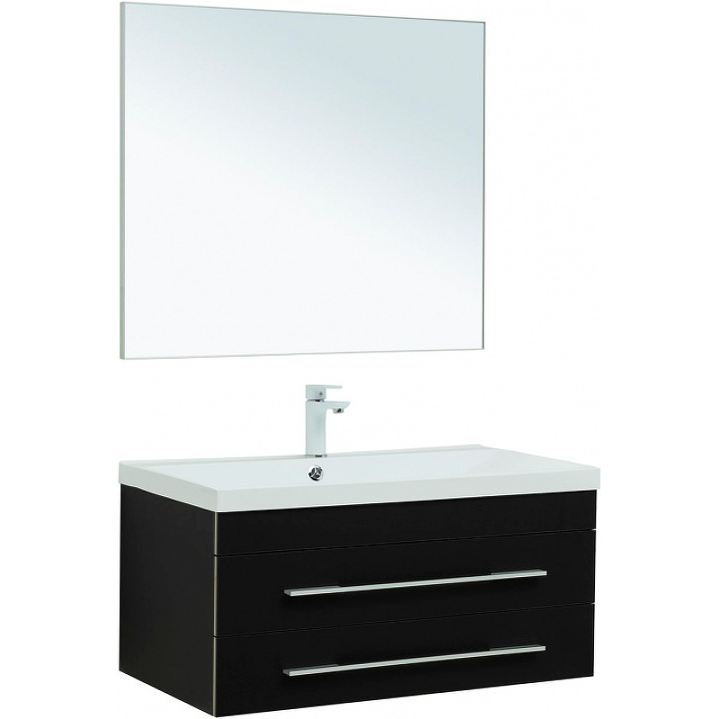 Комплект мебели для ванной Aquanet Верона 90 287640 подвесной Черный матовый комплект мебели для ванной aquanet верона 50 254065 подвесной белый