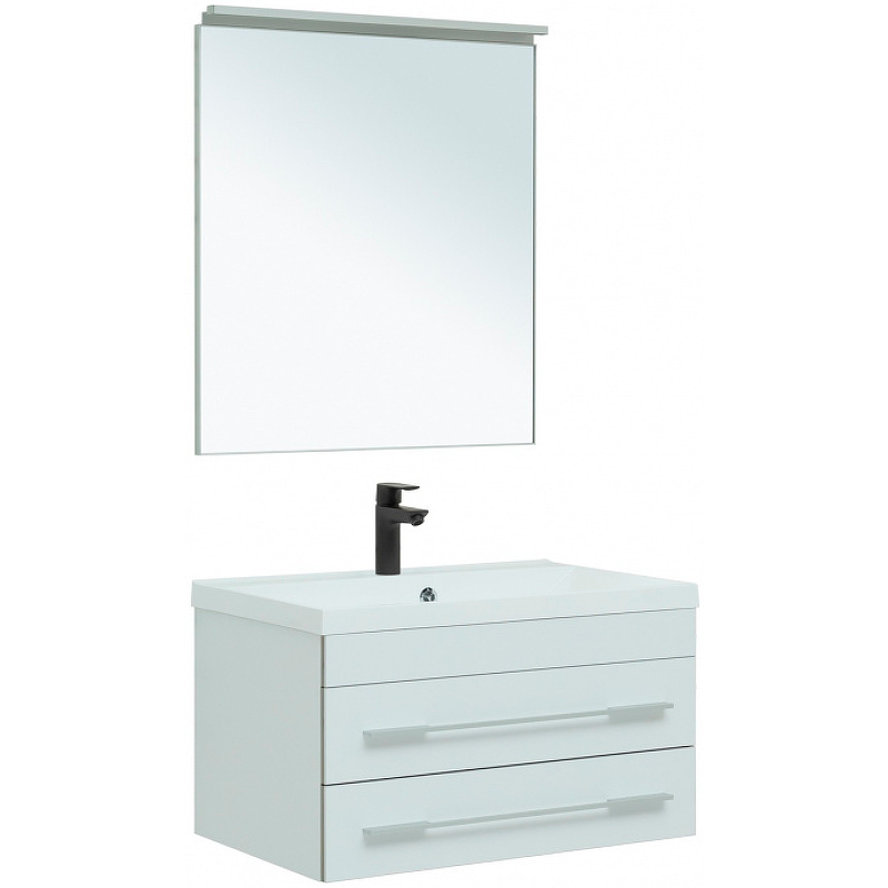 Комплект мебели для ванной Aquanet Верона 75 287637 подвесной Белый матовый комплект мебели для ванной aquanet верона 50 254065 подвесной белый