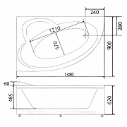 Акриловая ванна BellSan Грета 150x90 L 4627171530189 без гидромассажа-4