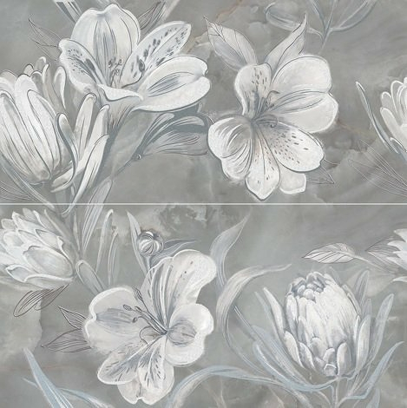 Керамическое панно Azori Opale Grey Flower 588912003 63х63 см коллекция плитки azori riviera
