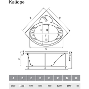 Акриловая ванна Vayer Kaliope 150x150 Гл000006523 без гидромассажа-7