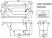Квариловая ванна Villeroy&Boch Oberon 160x75 UBQ160OBE2V-01 без гидромассажа-8